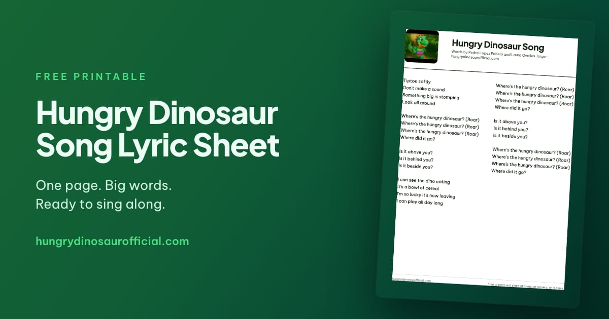 Preview of Hungry Dinosaur Song Lyric Sheet
